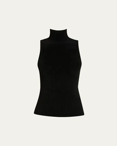Proenza Schouler White Label Mackenzie Sleeveless Chenille Turtleneck In Black