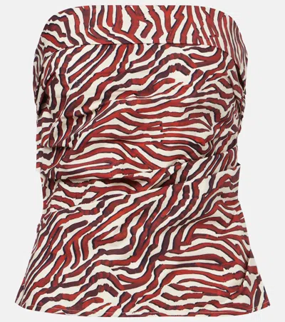 Proenza Schouler White Label Maisy Printed Cotton-blend Tube Top In Red