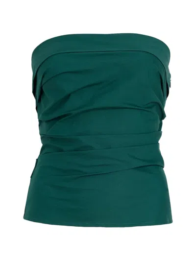 Proenza Schouler White Label Maisy Strapless Top In Poplin In Green