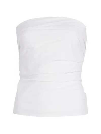 Proenza Schouler White Label Maisy Strapless Ruched Top In Poplin In White