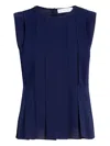 Proenza Schouler White Label Makayla Pleated Sleeveless Top In Blue