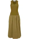 Proenza Schouler White Label Malia Combo Drop-waist Maxi Dress In Green