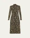 Proenza Schouler White Label Marion Printed Turtleneck Midi Dress In Daffodil Multi
