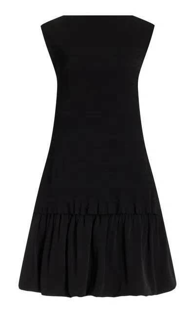 Proenza Schouler White Label Martine Pleated-knit Mini Dress In Black