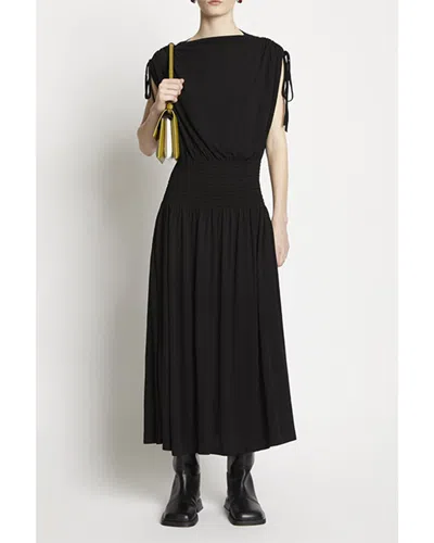 Proenza Schouler White Label Matte Crepe Smocked Maxi Dress In Black