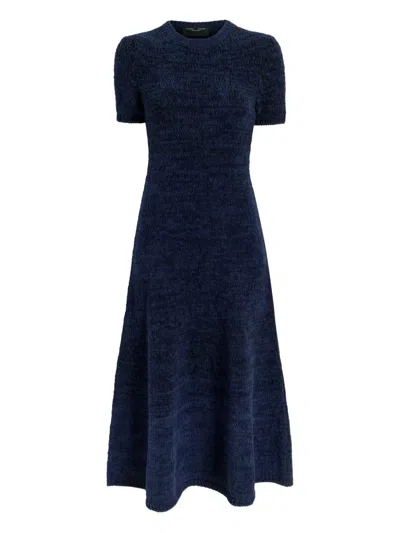 Proenza Schouler White Label Mel Short-sleeve Marled-cotton Midi Dress In Blue