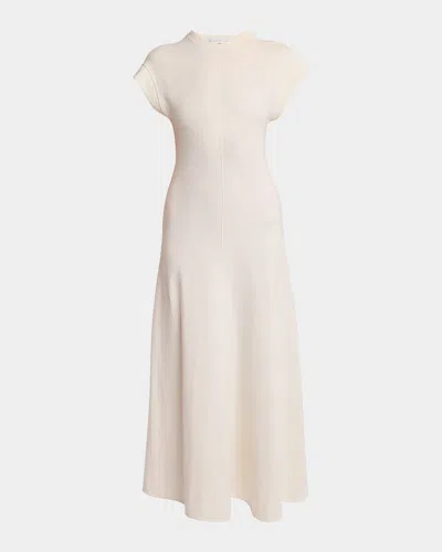 Proenza Schouler White Label Melaine Short-sleeve Souffle Cotton-blend Midi Dress In Alabaster