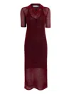 Proenza Schouler White Label Meline Striped Polo-collar Midi Dress In Burgundy