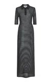 Proenza Schouler White Label Meline Striped Wool; Cashmere And Silk Maxi Polo Dress In Black