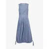 Proenza Schouler White Label Mens Slate Marley Pleated Cotton-poplin Midi Dress In Gray