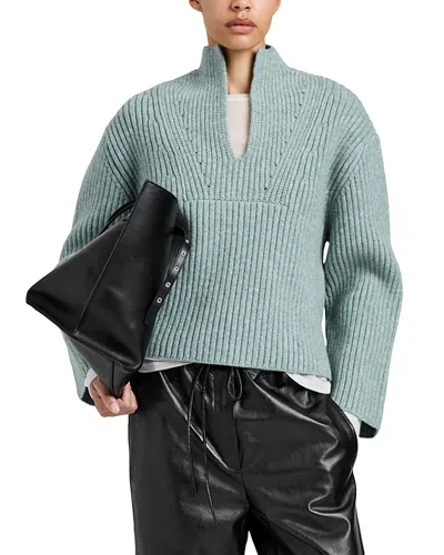 Proenza Schouler White Label Meron Wool Ribbed Sweater In Blue