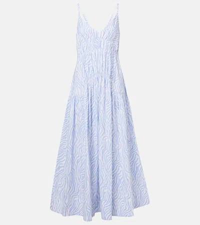 Proenza Schouler White Label Michelyn Printed Cotton-blend Maxi Dress In Blue