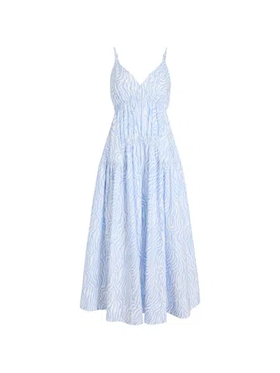 Proenza Schouler White Label Michelyn Shirred Empire-waist Sleeveless Maxi Dress In Blue