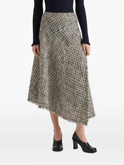 Proenza Schouler White Label Mid Layne Asymmetric Tweed Skirt In Black
