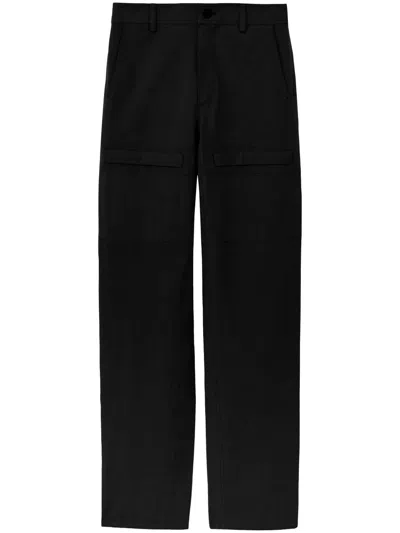 Proenza Schouler White Label Mid-rise Cotton-linen Blend Cargo Pants In Black
