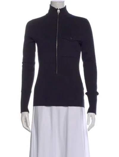 Pre-owned Proenza Schouler White Label Mock Neck Long Sleeve Top In Blue