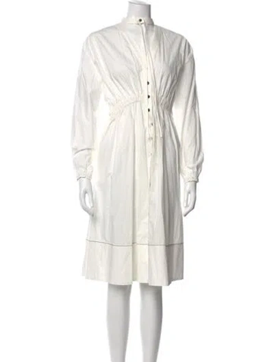 Pre-owned Proenza Schouler White Label Mock Neck Midi Length Dress In White
