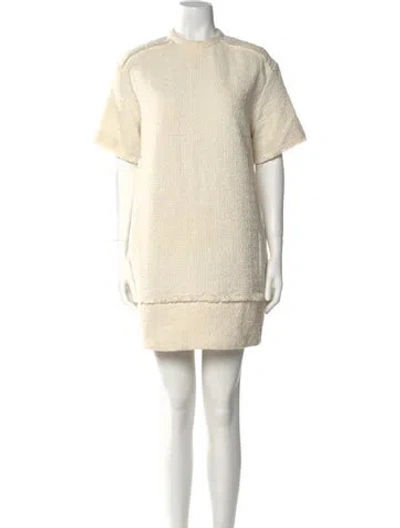 Pre-owned Proenza Schouler White Label Mock Neck Mini Dress In Neutral