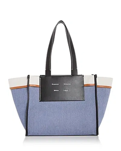 Proenza Schouler White Label Morris Pinstripe Large Canvas Tote In Blue/ecru