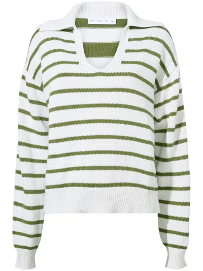 Proenza Schouler White Label Murphy Sriped Sweater In Chalk/willow