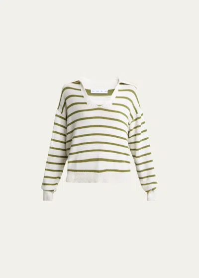 Proenza Schouler White Label Murphy Sriped Sweater In Chalk/willow