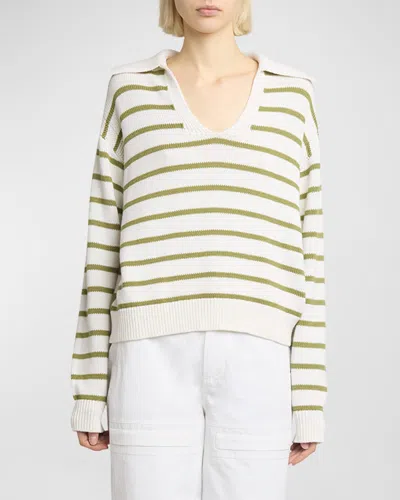 Proenza Schouler White Label Murphy Stripe Cashmere-blend Sweater In Chalk/willow