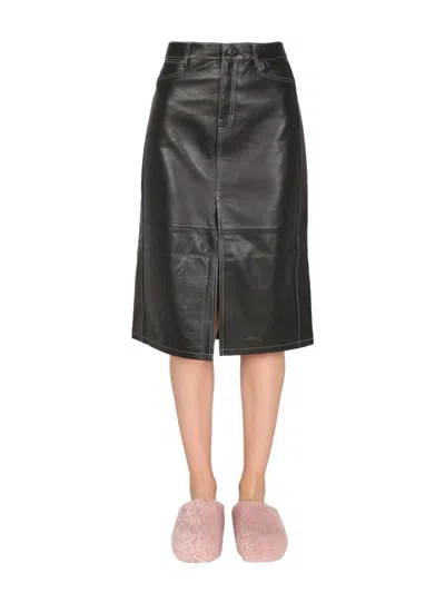 Proenza Schouler White Label Nappa Leather Skirt In Black