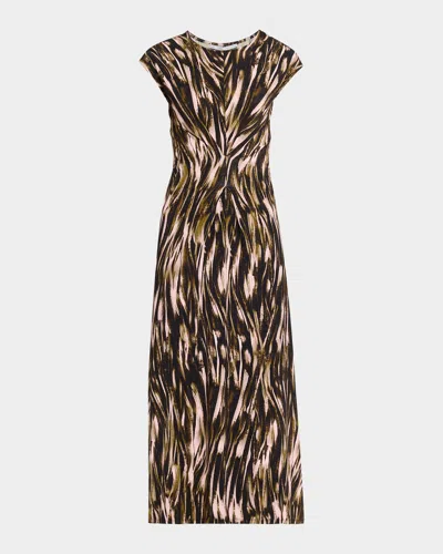 Proenza Schouler White Label Natalie Printed Jersey Midi Dress In Black