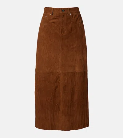 Proenza Schouler White Label Nayah Suede Midi Skirt In Brown