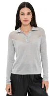 Proenza Schouler White Label Nell Polo In Lightweight Cashmere Pale Grey Melange In Gray