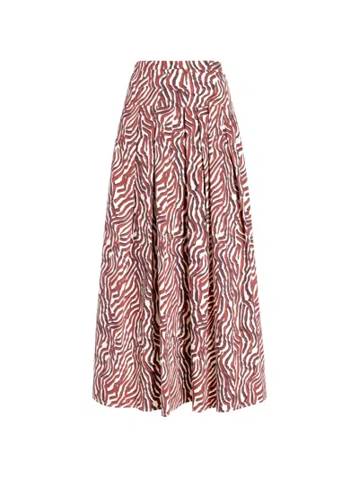 Proenza Schouler White Label Nessa Pleated Printed Cotton-blend Poplin Maxi Skirt In Red