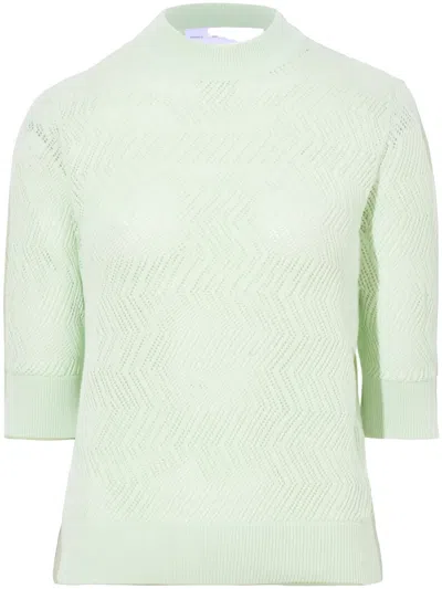 Proenza Schouler White Label Nicola Pointelle-knit Cotton Top In Green