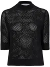 Proenza Schouler White Label Nicola Zig-zag Pointelle Knitted Sweater In Black