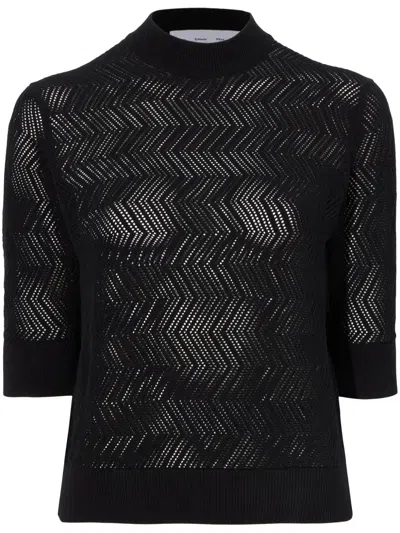 Proenza Schouler White Label Nicola Zig-zag Pointelle Knitted Sweater In Black