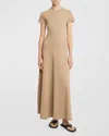 Proenza Schouler White Label Noelle Short-sleeve Jersey Maxi Dress In Khaki