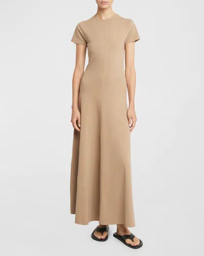 Proenza Schouler White Label Noelle Short-sleeve Jersey Maxi Dress In Khaki