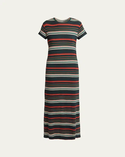 Proenza Schouler White Label Noelle Striped Stretch Cotton Dress In Brown