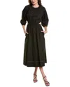Proenza Schouler White Label Nora Backless Puff-sleeve Midi Dress In Black