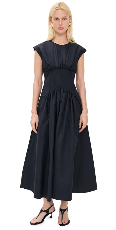 Proenza Schouler White Label Nyssa Gathered Shell Midi Dress In Black