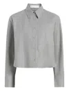 Proenza Schouler White Label Olive Pinstripe Cropped Shirt In Gray