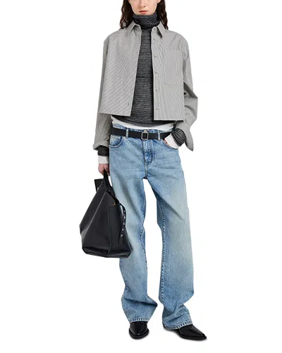 Proenza Schouler White Label Olive Shirt In Stripe Cotton In Gray