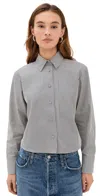 Proenza Schouler White Label Olive Shirt In Stripe Cotton Parchment/dark Teal In Gray