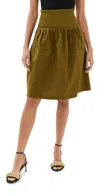 PROENZA SCHOULER WHITE LABEL OLIVE SKIRT IN PEACHED POPLIN OLIVE