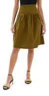 Proenza Schouler White Label Pleated Cotton Skirt In Olive
