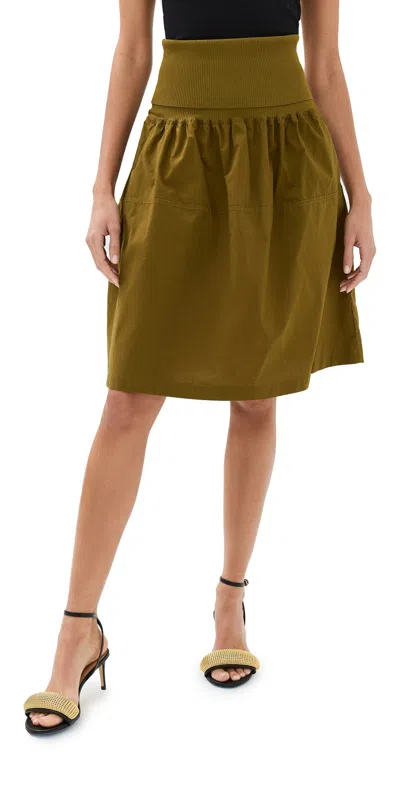 Proenza Schouler White Label Pleated Cotton Skirt In Green