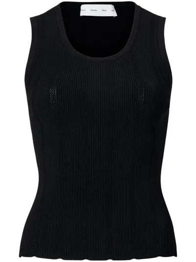Proenza Schouler White Label Perry Compact Pointelle Rib Knitted Top In Black