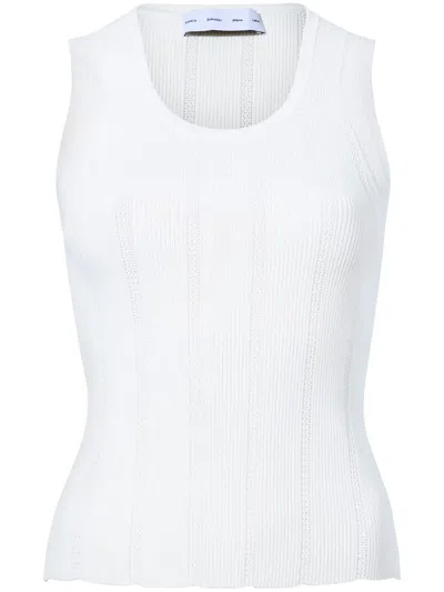 Proenza Schouler White Label Perry Compact Pointelle Rib Knitted Top In White