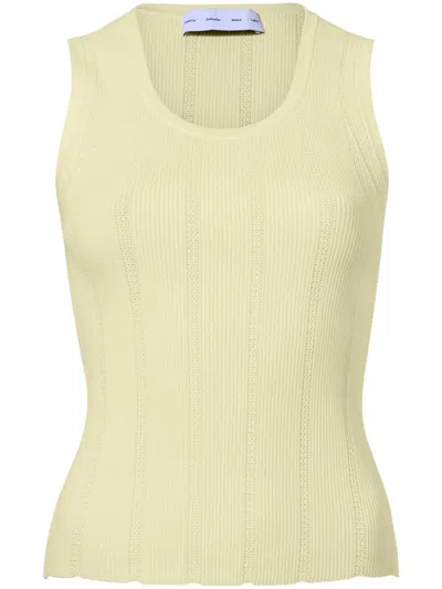 Proenza Schouler White Label Perry Compact Pointelle Rib Knitted Top In Yellow