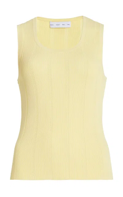 Proenza Schouler White Label Perry Compact Pointelle Rib Knitted Top In Yellow
