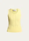 Proenza Schouler White Label Perry Compact Pointelle Rib Knitted Top In Pale Yellow